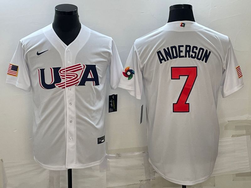 Men 2023 World Cub USA #7 Anderson White Nike MLB Jersey9